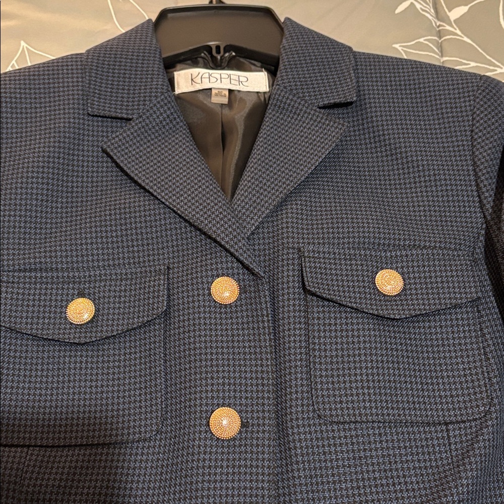 Kasper Navy Blazer with Gold Accents